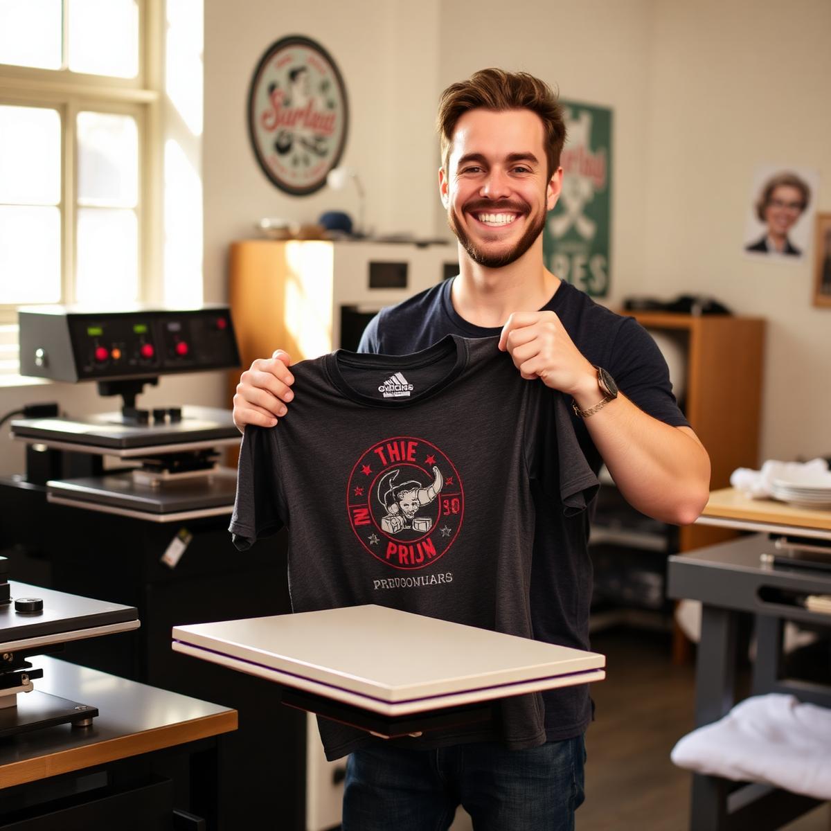Custom shirt fresh off the heat press at Naasi Customz